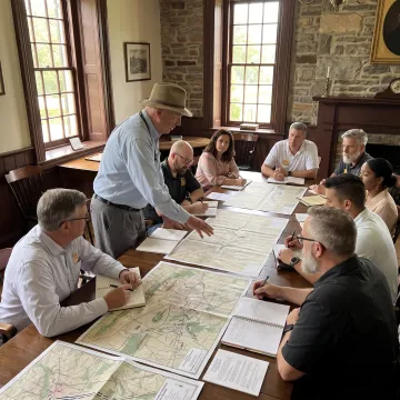 Leadership participants in a facilitated strategy discussion