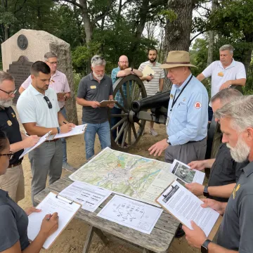 Leadership team participating in an outdoor experiential workshop
