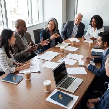 Law firm leaders collaborating in a leadership workshop
