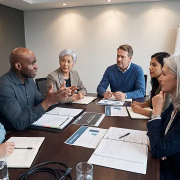 Business leaders practicing negotiation during an interactive workshop