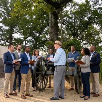 Leadership team in an outdoor facilitated discussion
