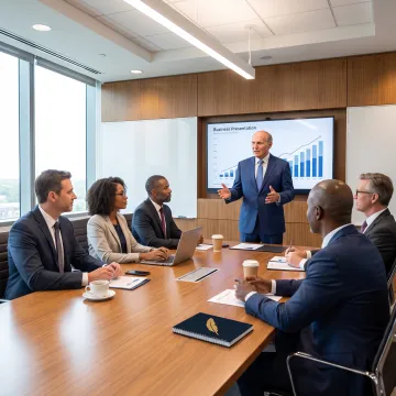 Business leader delivering an engaging team presentation