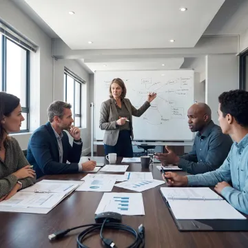 Colleagues collaborating during a negotiation training exercise