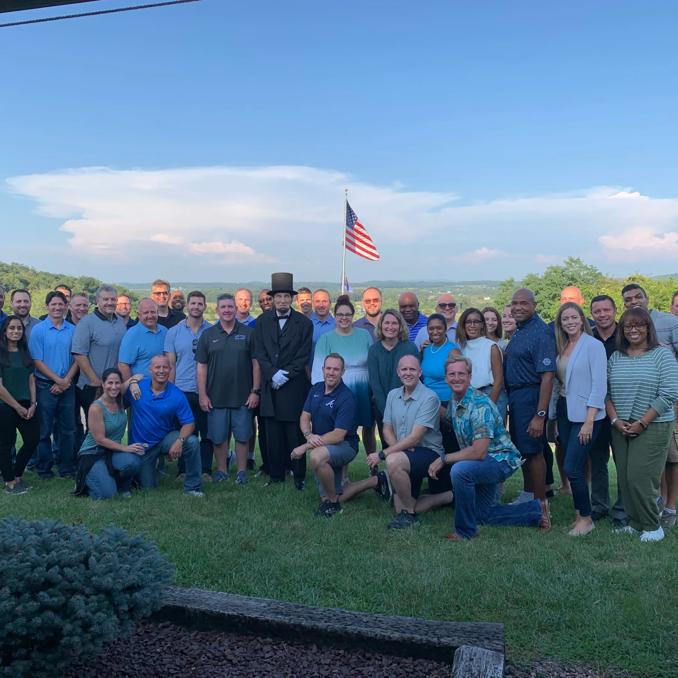 Corporate leaders participating in immersive team training