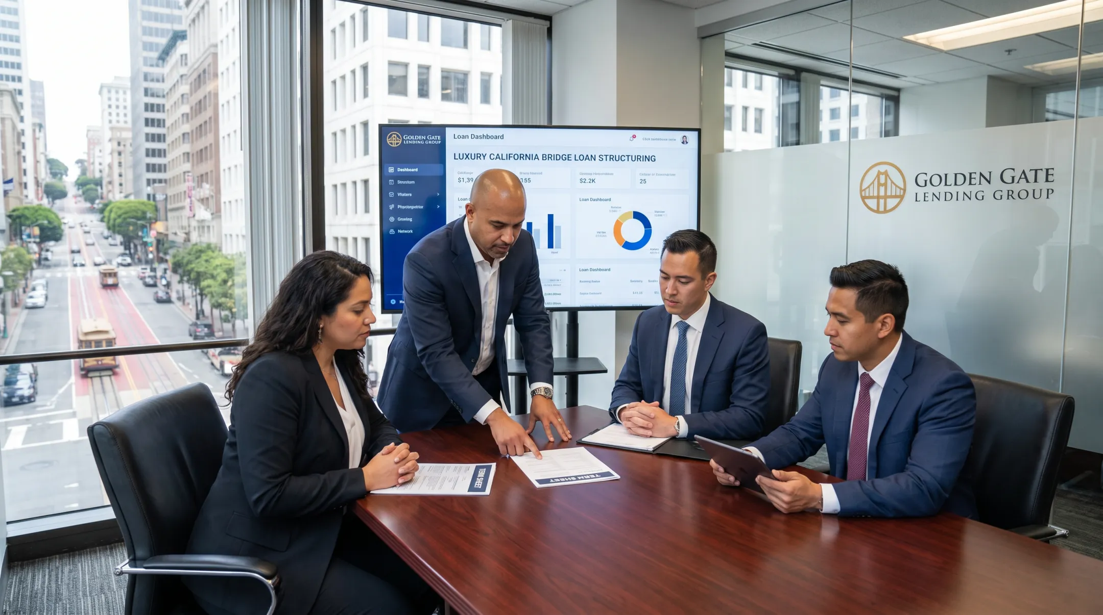 Golden Gate Lending Group team reviewing bridge loan financing options