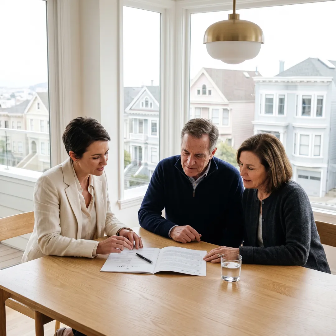 San Francisco homeowners reviewing a residential bridge loan