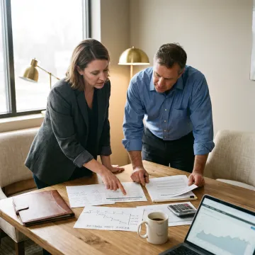 Loan advisor reviewing inherited property buyout documents
