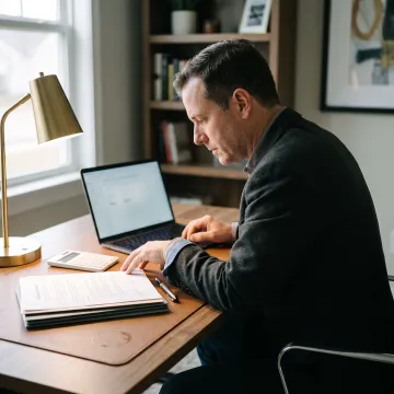 Loan specialist reviewing real estate financing documents