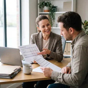 Loan advisor reviewing gap funding documents