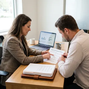 Loan advisor explaining bridge loan process