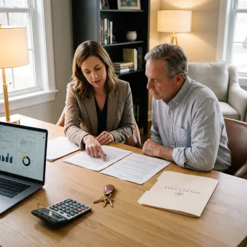 Loan officer reviewing bridge loan documents