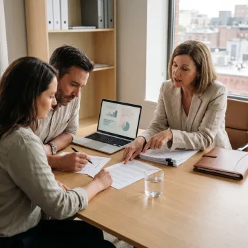 Loan officer reviewing home purchase financing documents