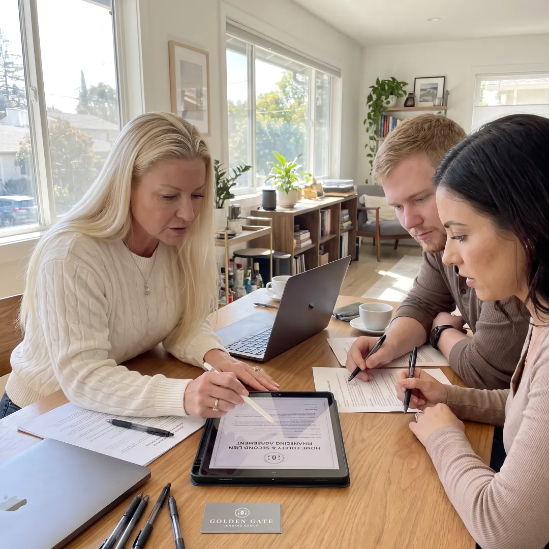 Advisor discussing second lien mortgage options with homeowners