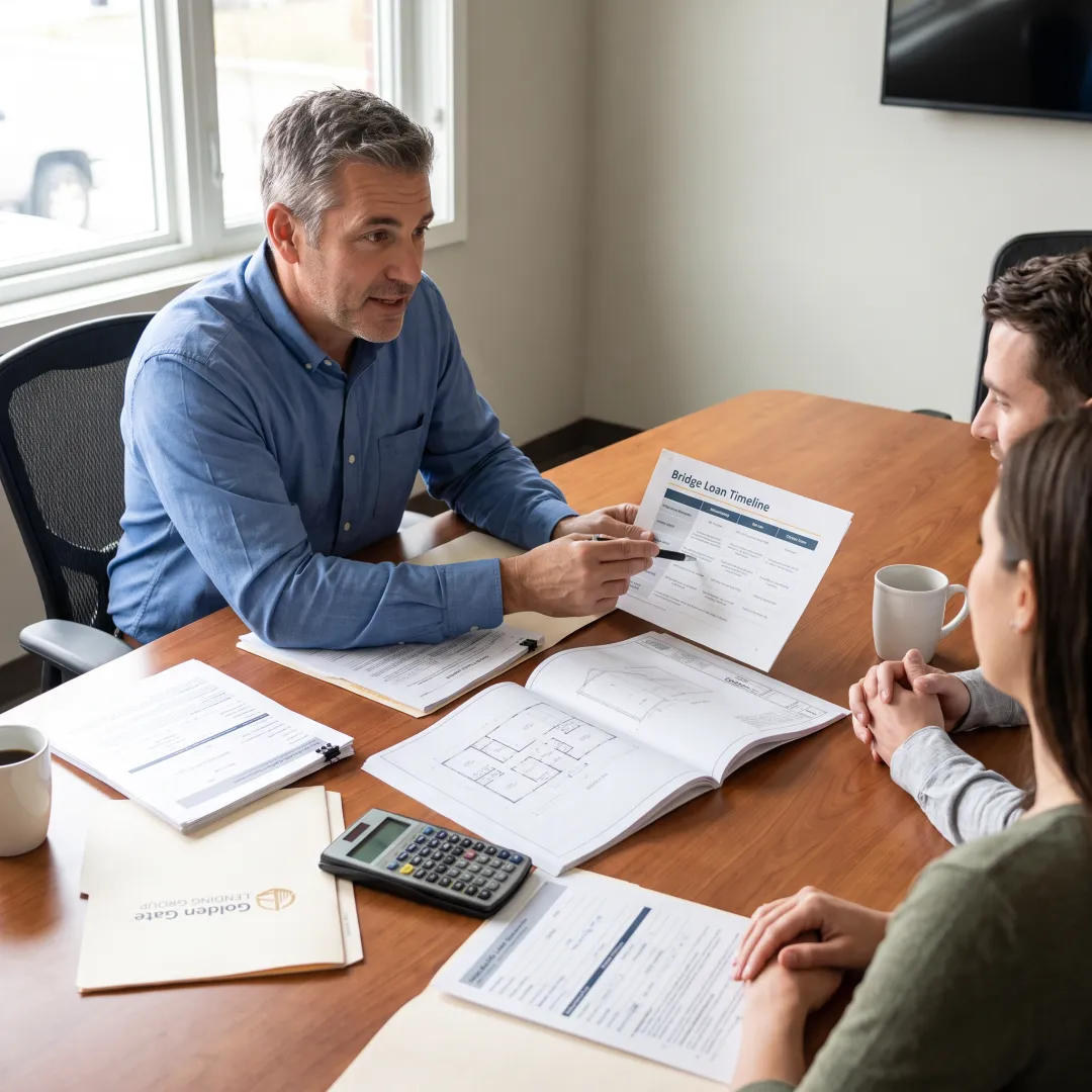 Lending advisor explaining bridge loan steps