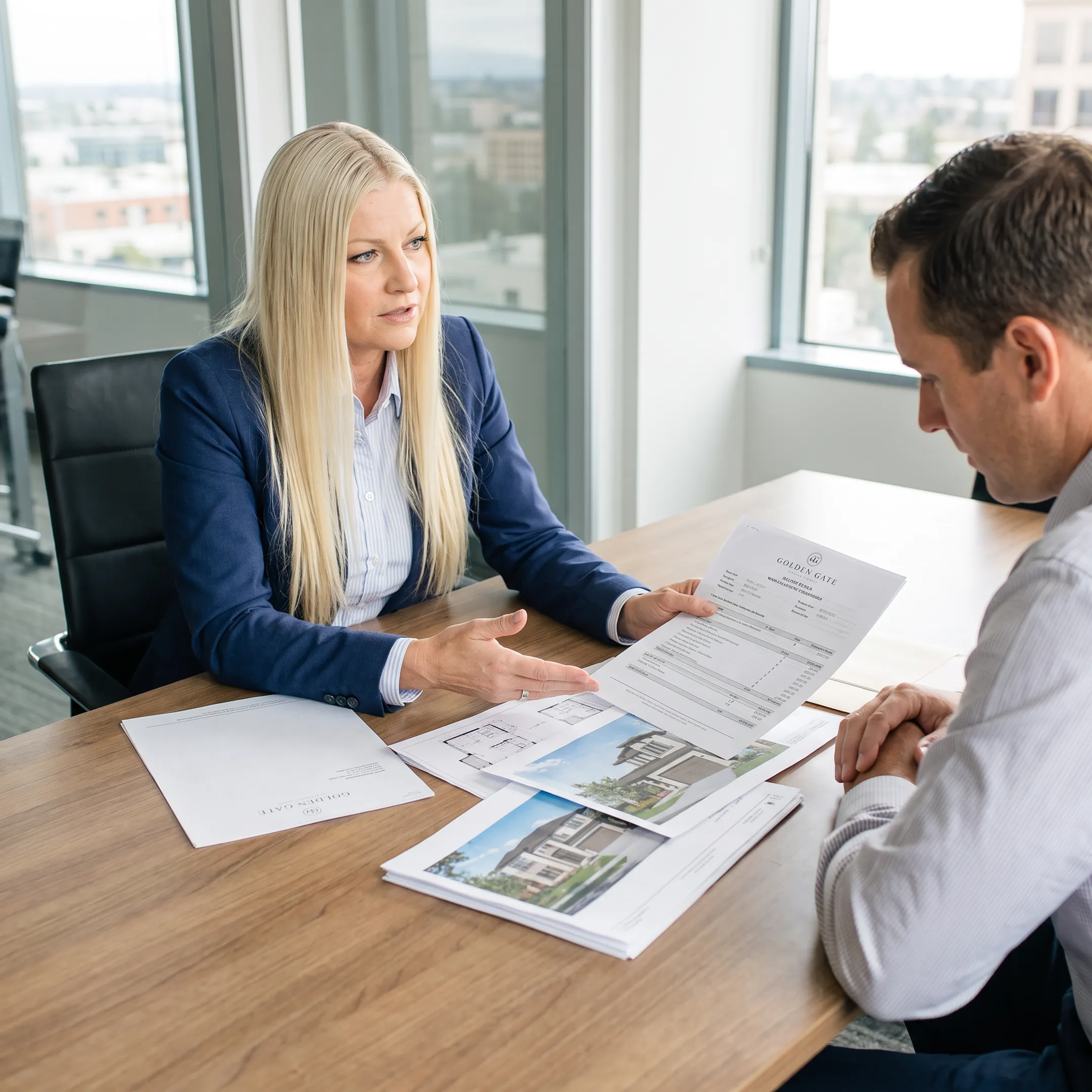 Real estate professional reviewing development financing plans