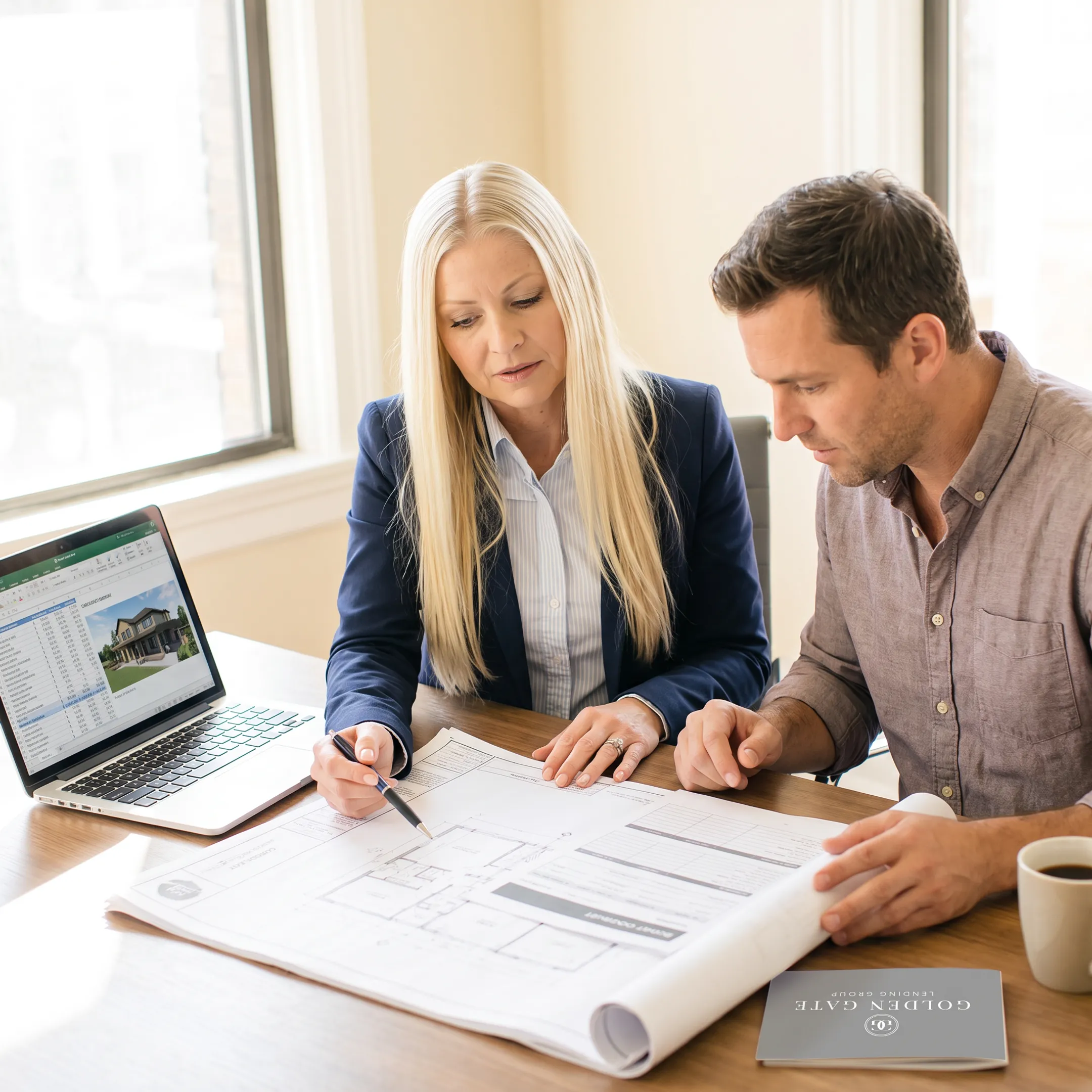 Lender and client discussing a property financing strategy
