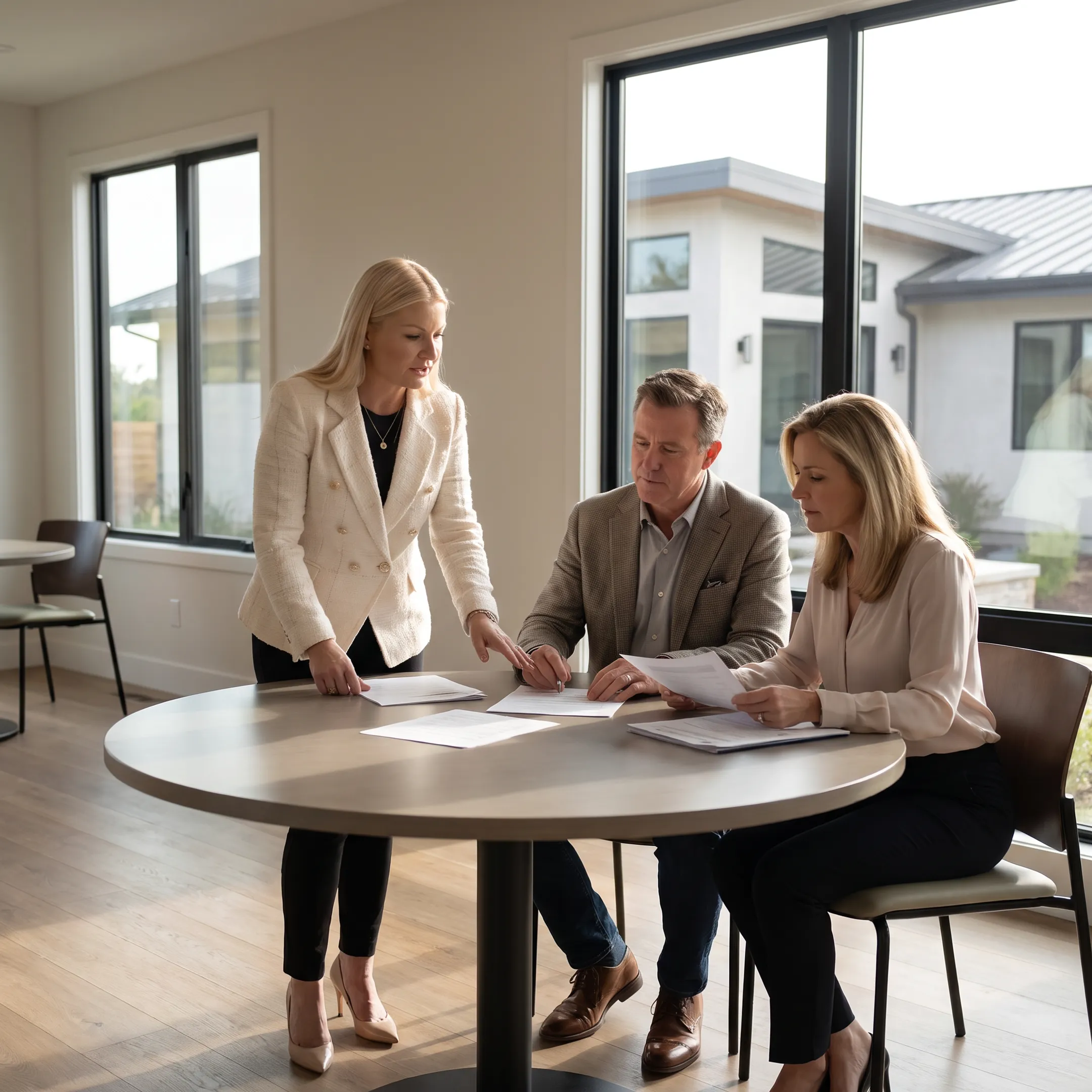 Homebuyers reviewing bridge financing options