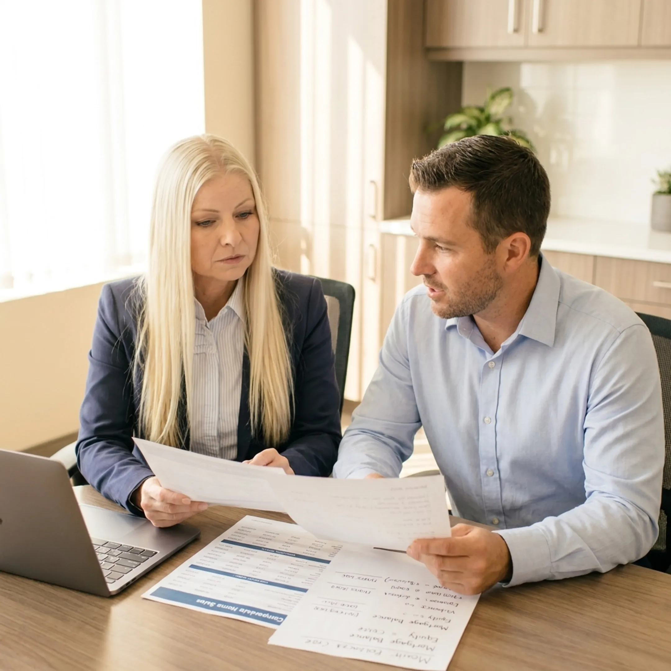 Homeowner comparing sales data and home value