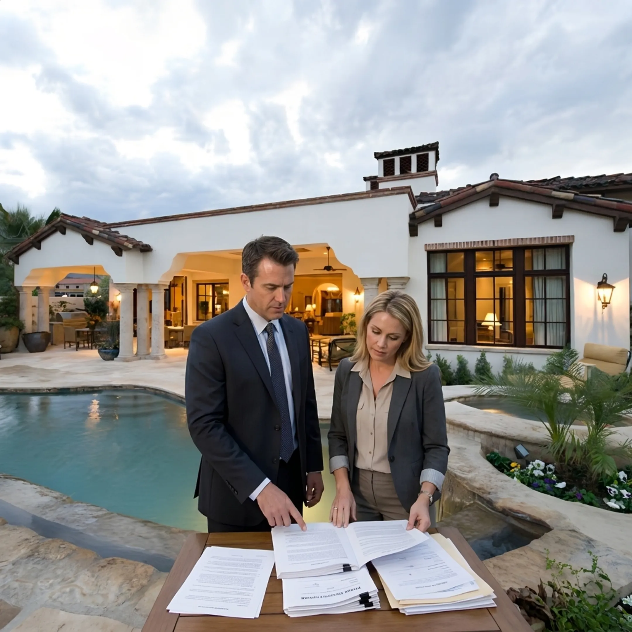 Homebuyer reviewing bridge loan options with advisor