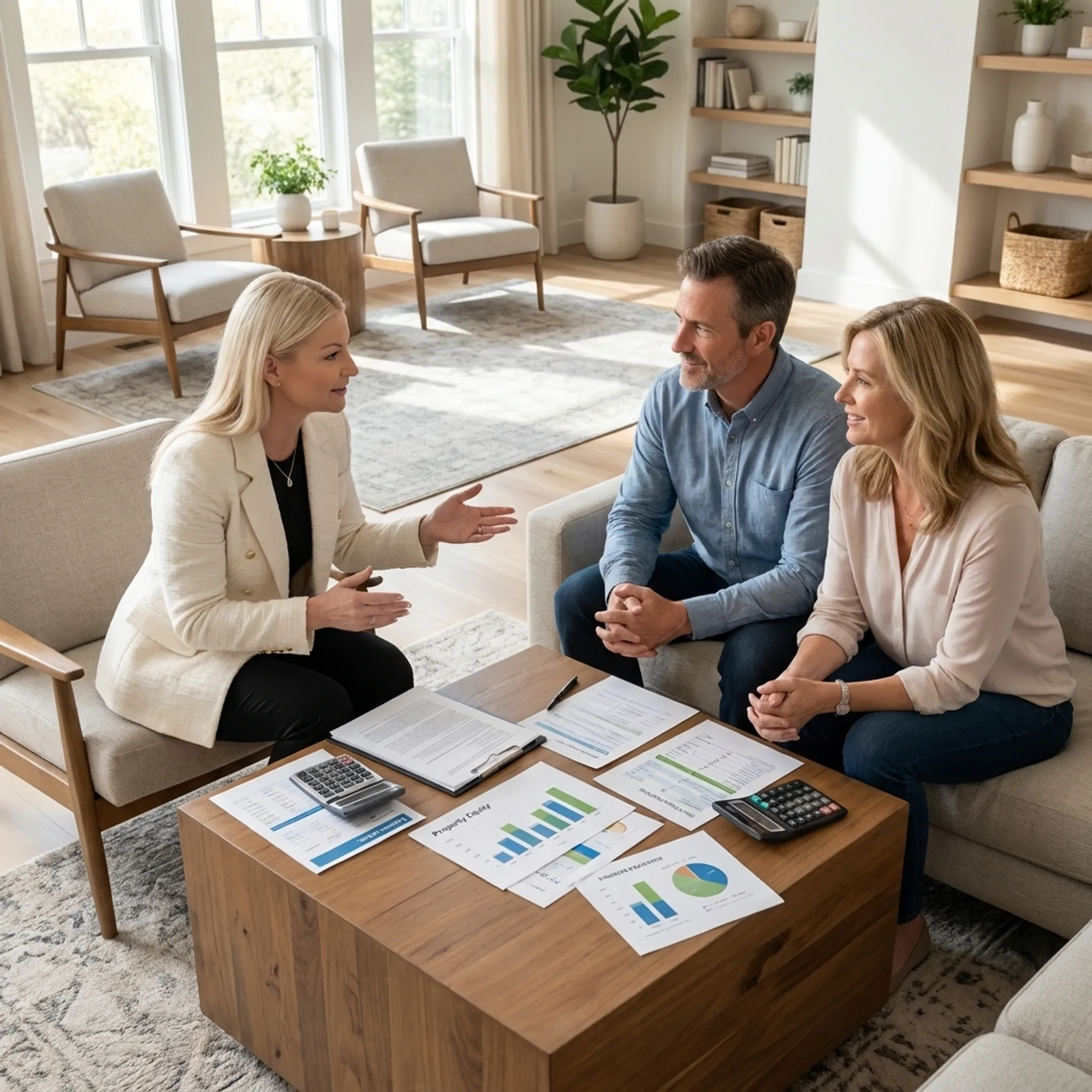 Lending advisor discussing equity options with homeowners
