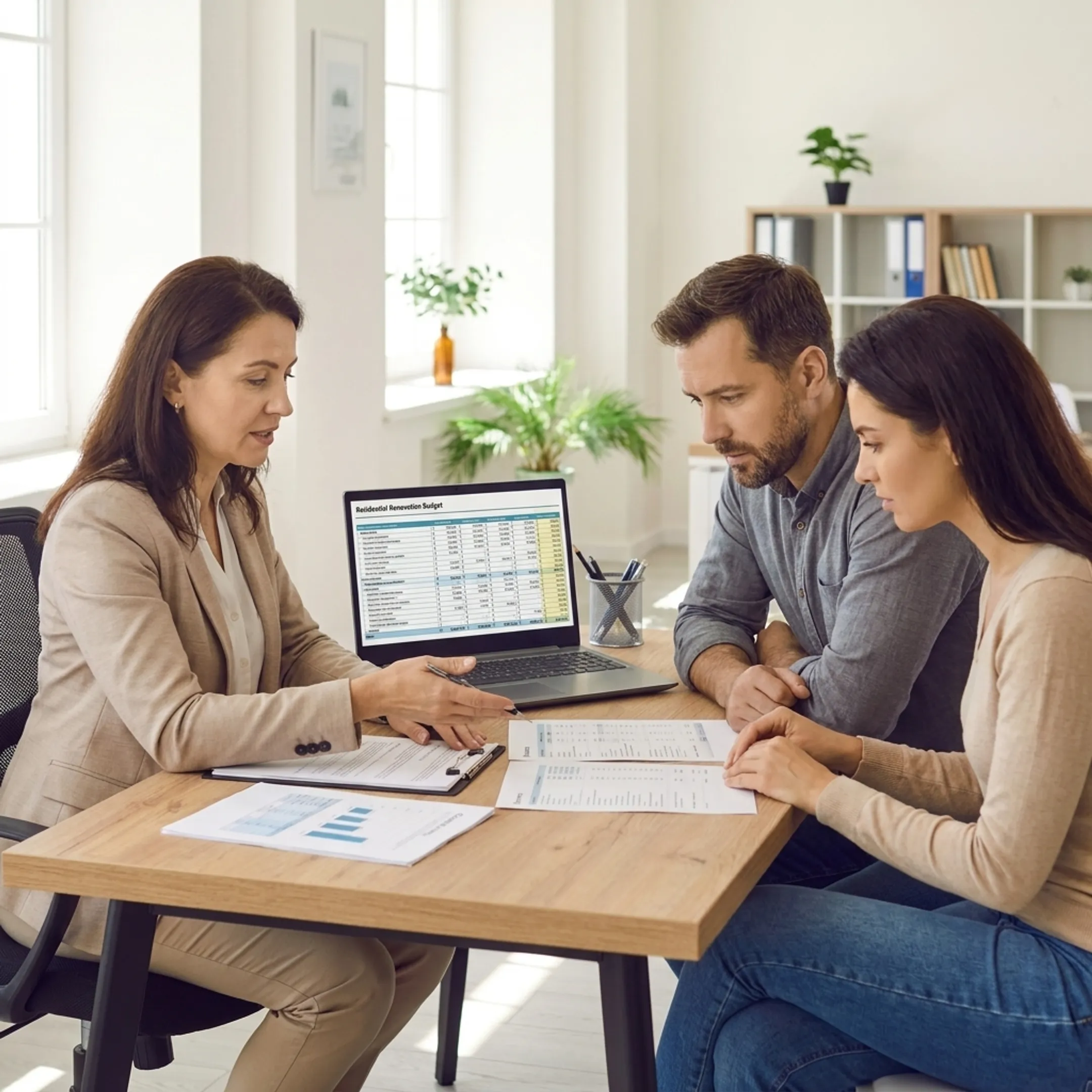 Advisor discussing financing for a home renovation purchase
