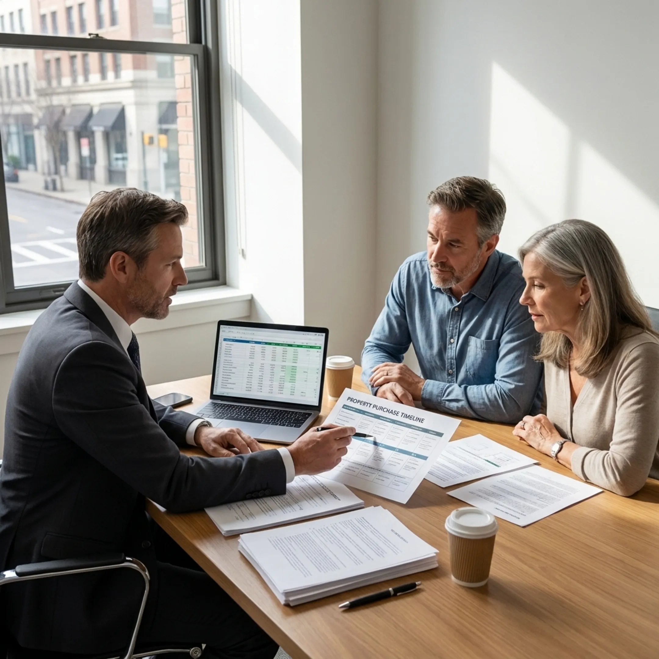 Lending advisor guiding clients through loan documents
