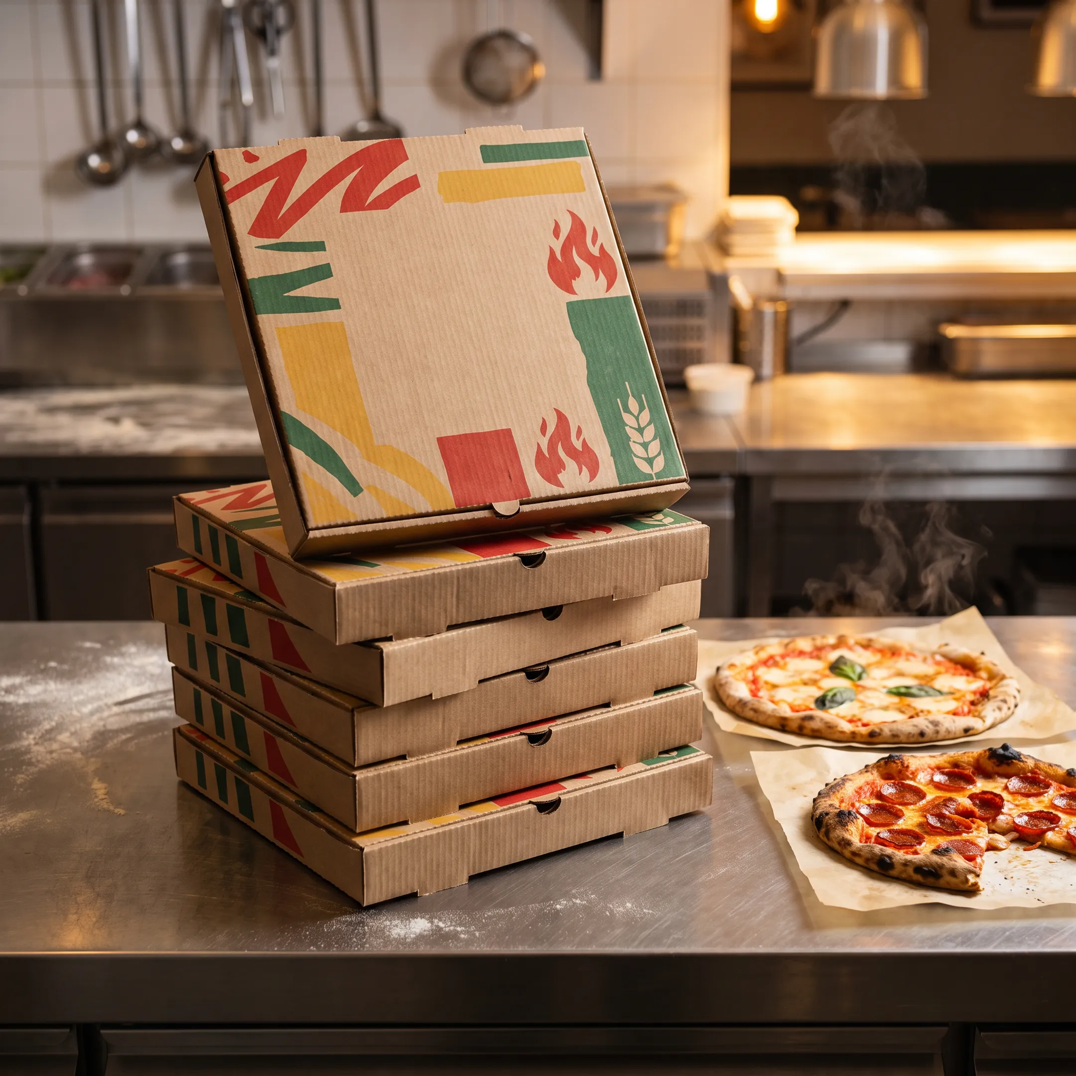 Custom printed pizza boxes with branded logo