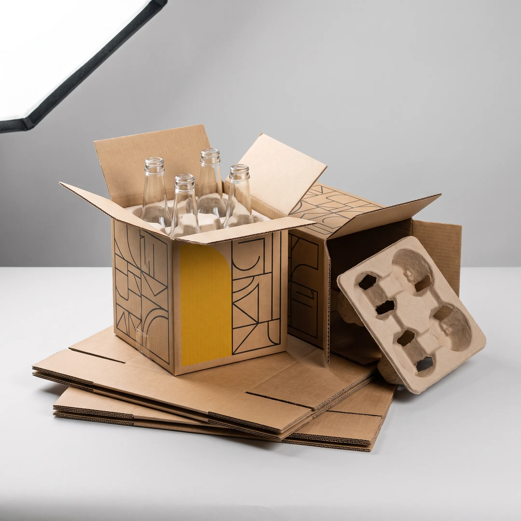 Custom printed beverage boxes with bottles