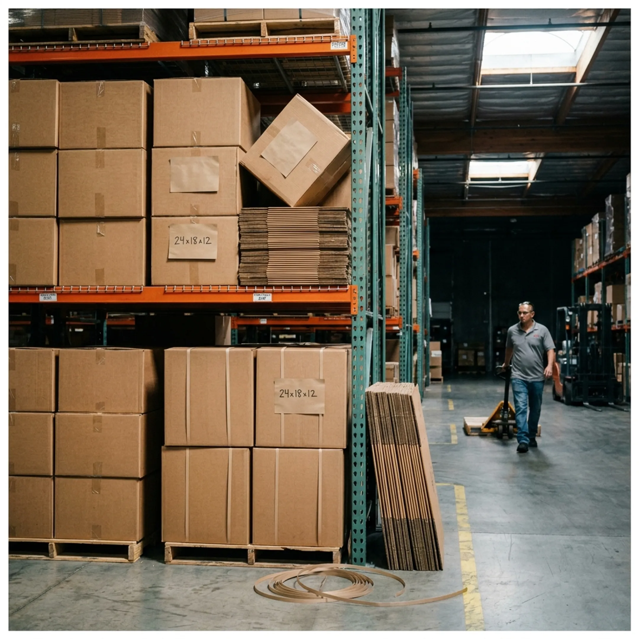 Warehouse storage using double wall boxes