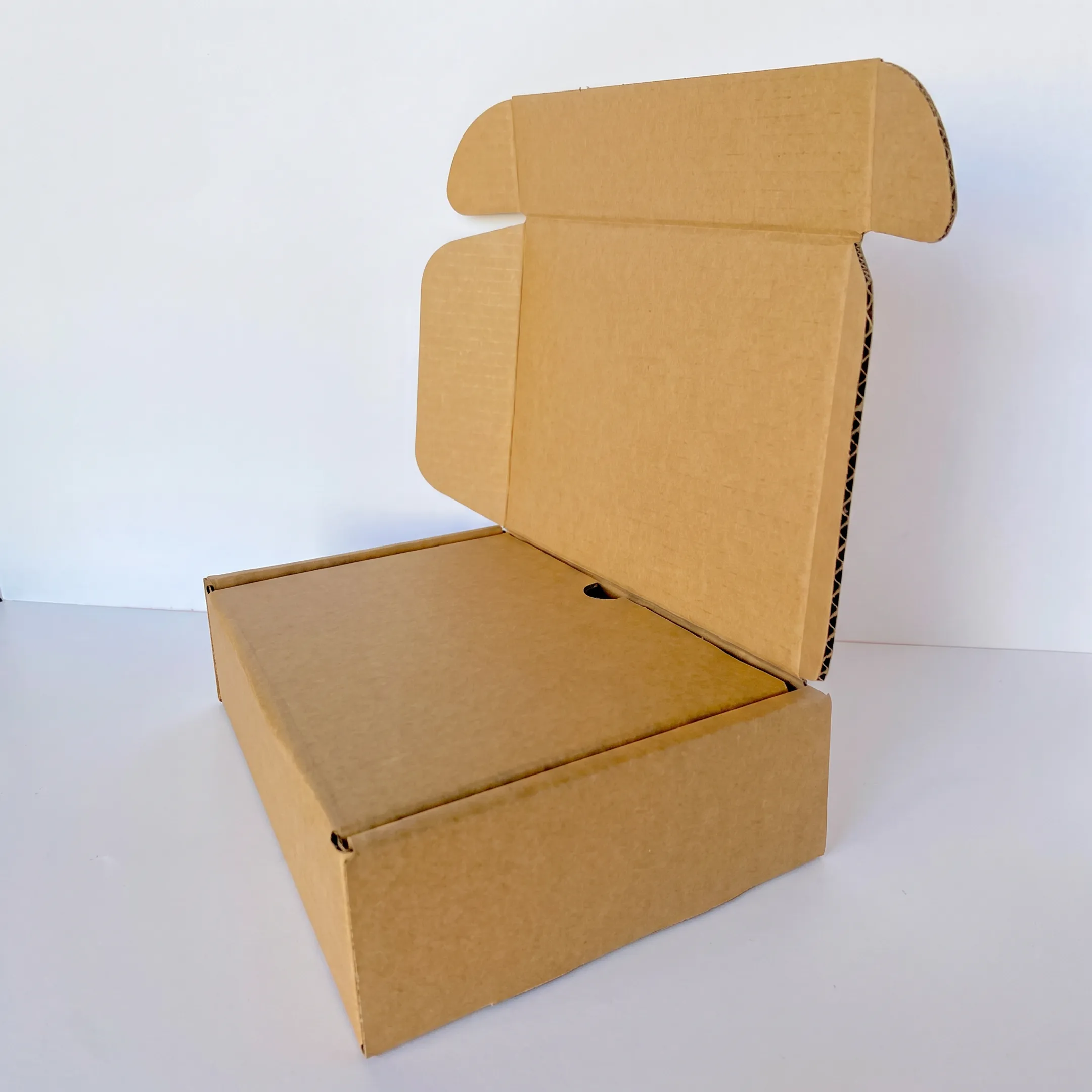 Designer reviewing custom mailer box prototype