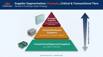Three-tier supplier segmentation pyramid strategic critical and transactional vendors