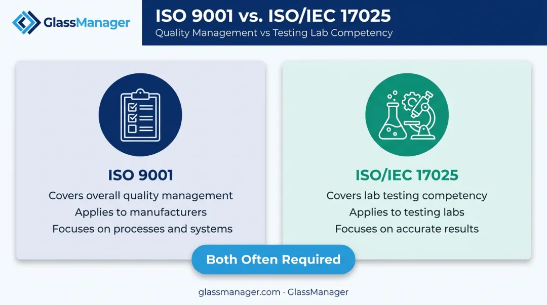 ISO 9001 versus ISO IEC 17025 quality standards comparison chart