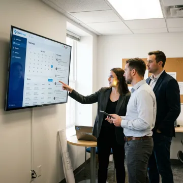 Glass company team using job management software