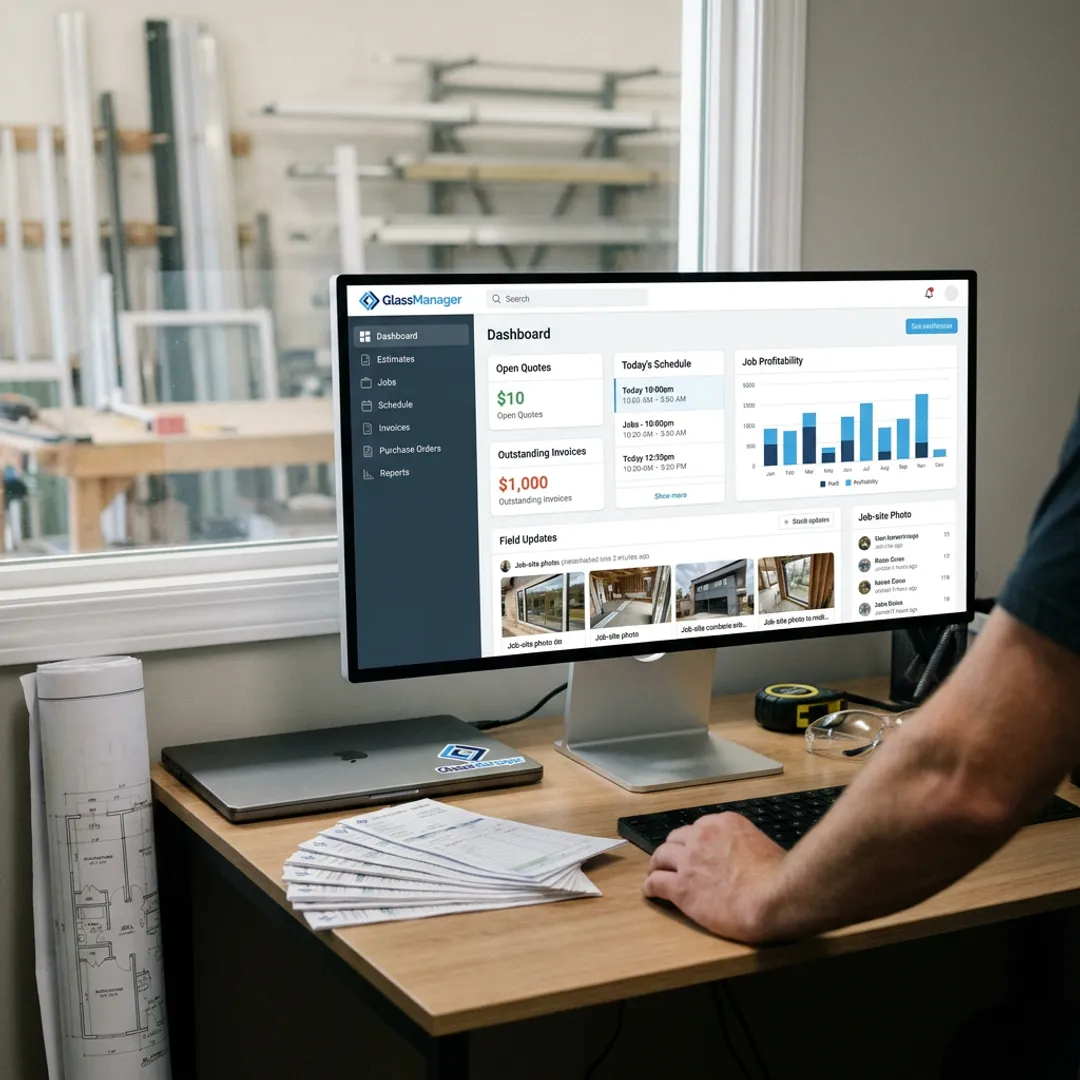 Glass software dashboard for managing jobs