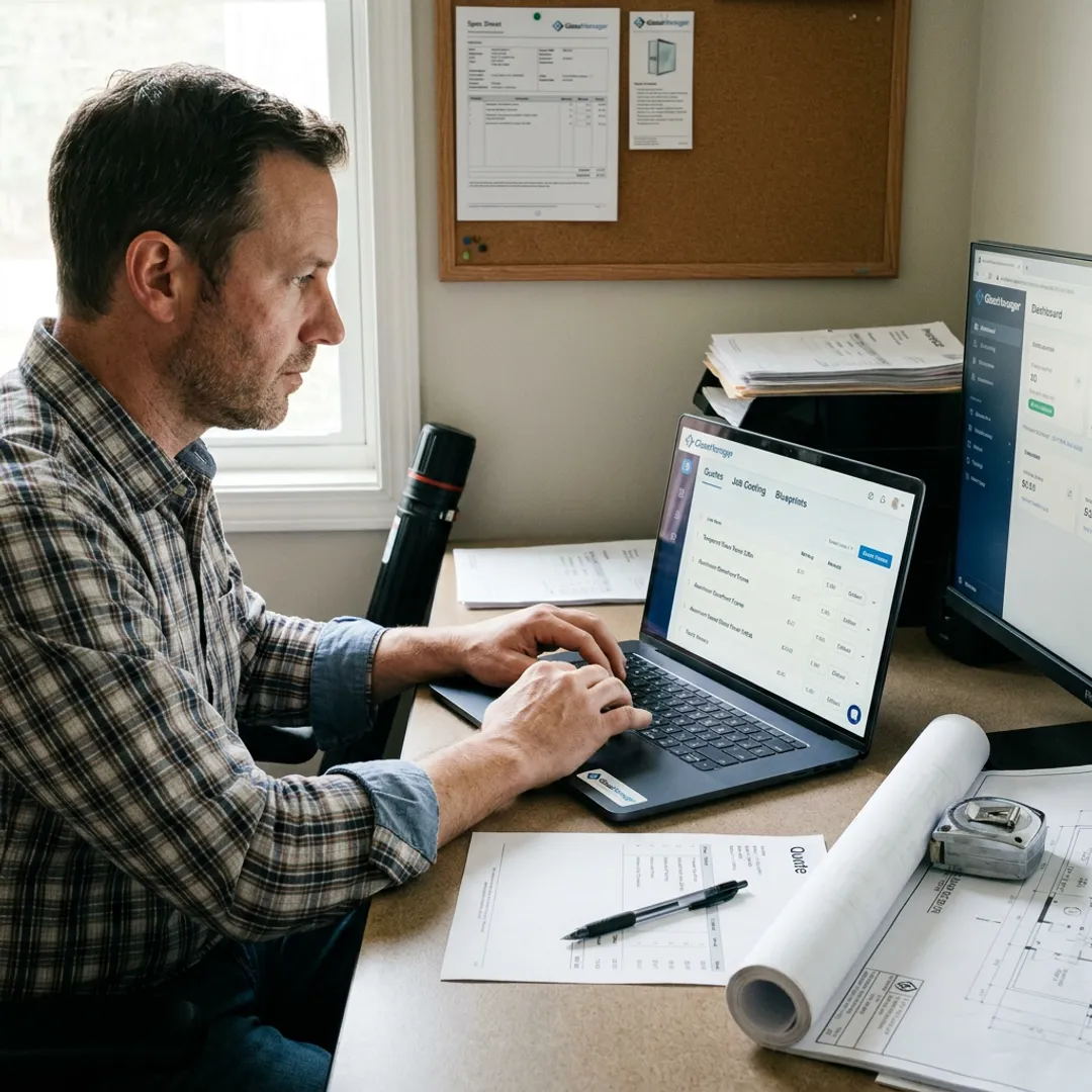 Estimator reviewing digital construction quote