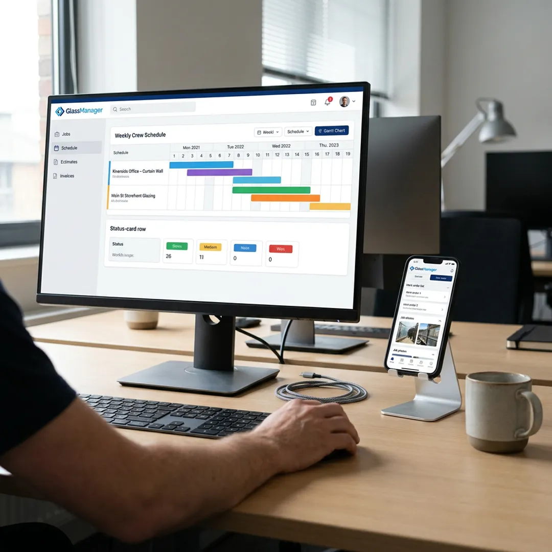 Office and field team managing work orders in software