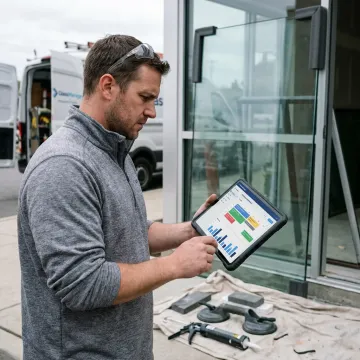 Field service work order management dashboard for glass contractors