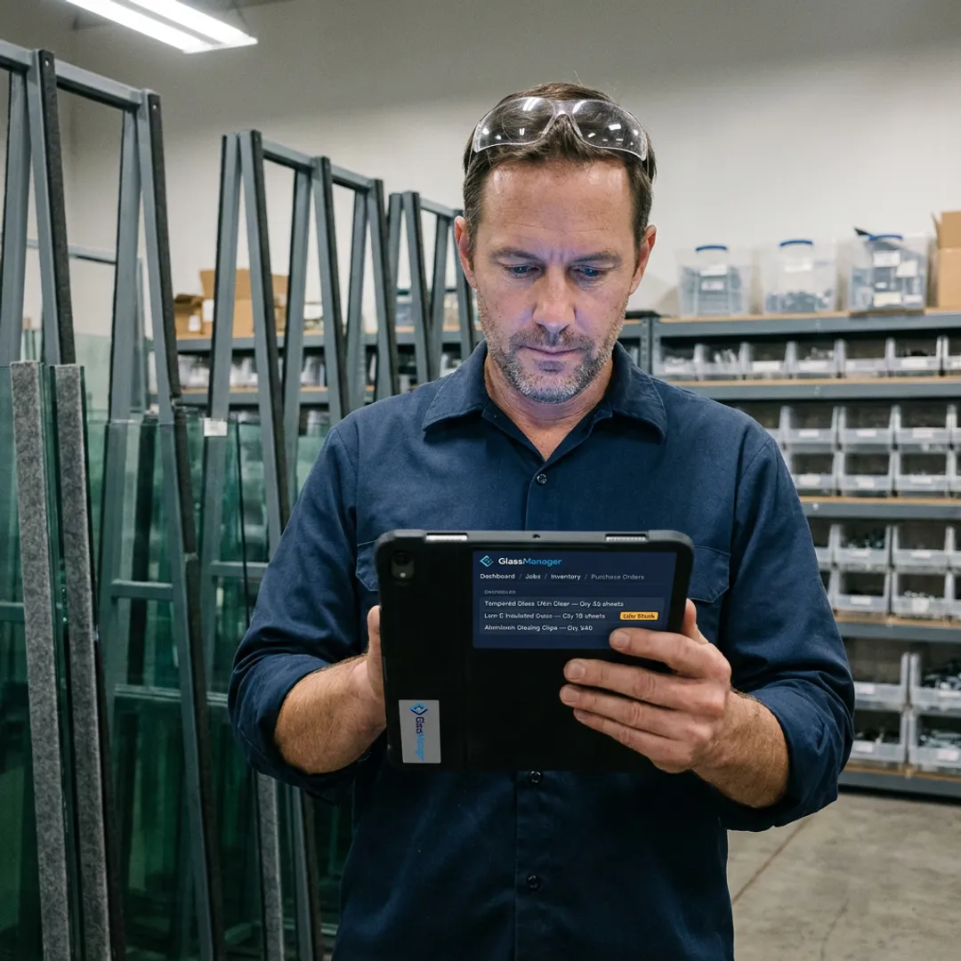 Glazier managing raw material inventory