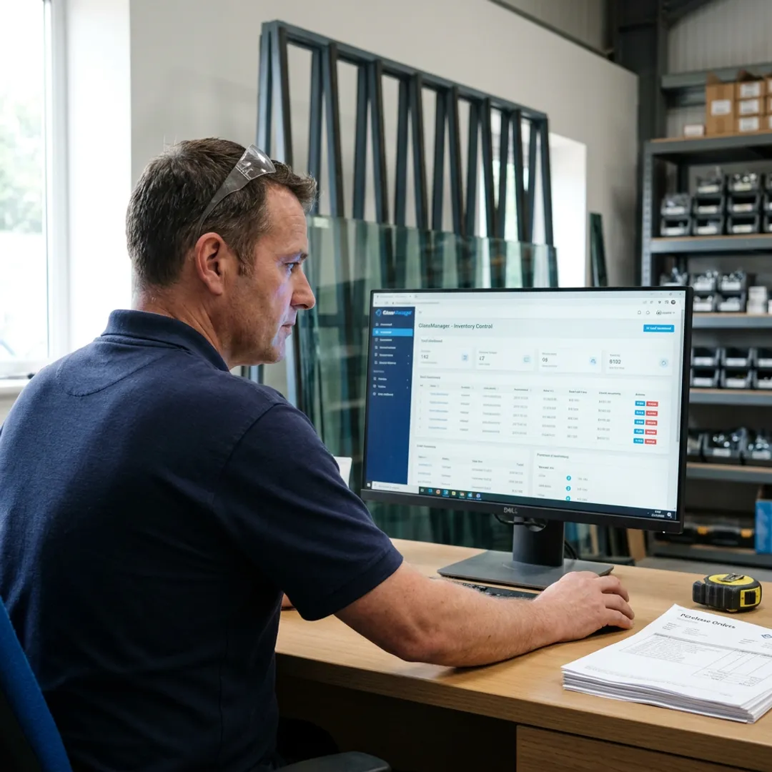 Glazier reviewing inventory dashboard