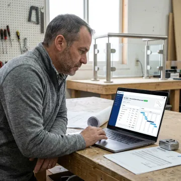 Glazier managing glass railing project software