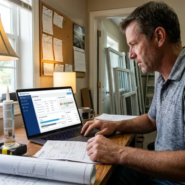 Glass contractor reviewing job management software