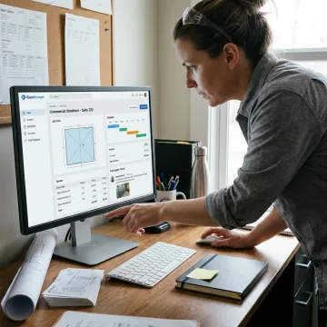Glazier reviewing job management software