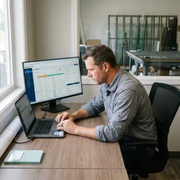 Glazier software dashboard for job coordination