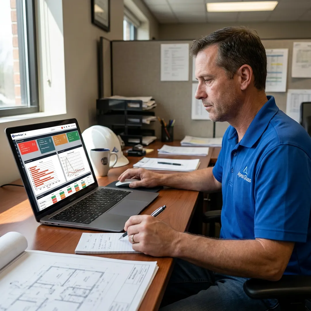Field service reporting dashboard for glass contractors