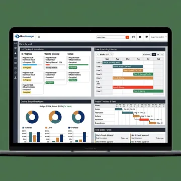 Glass business job tracking dashboard