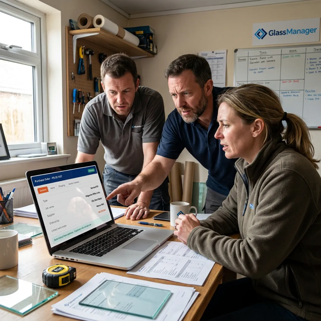 Team reviewing digital purchase orders