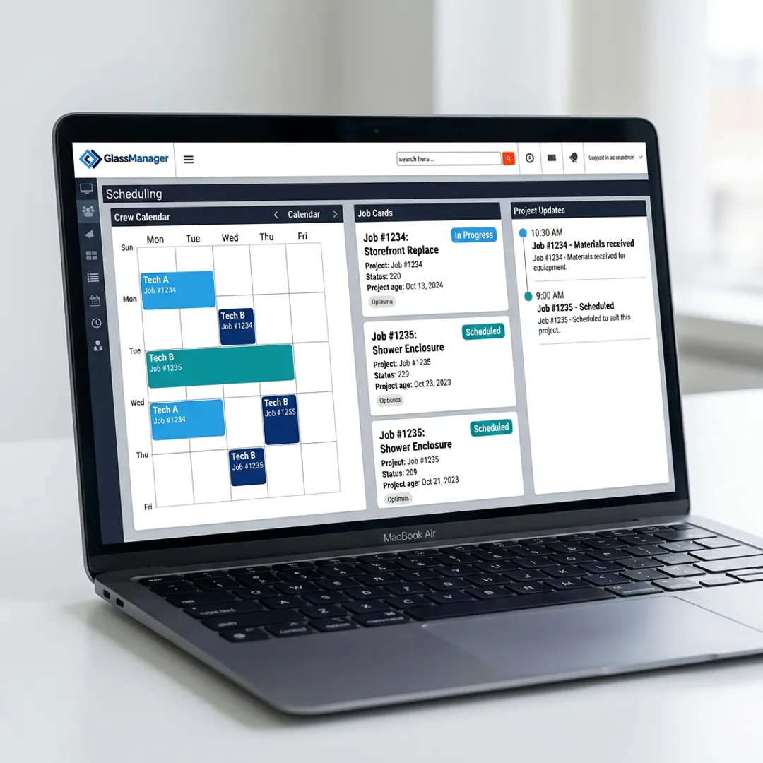 Online scheduling software for glaziers