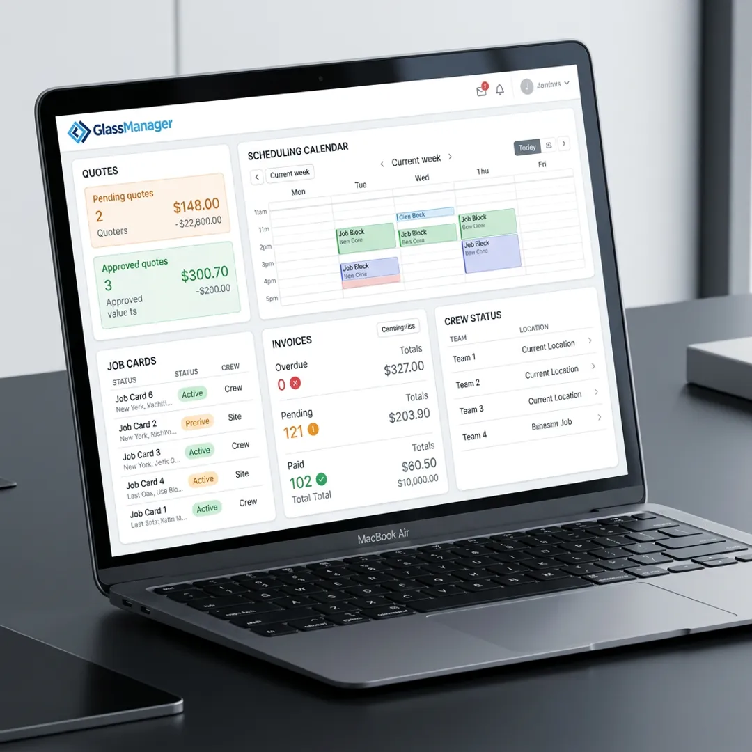 Glass business software dashboard