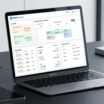 Glass business software dashboard