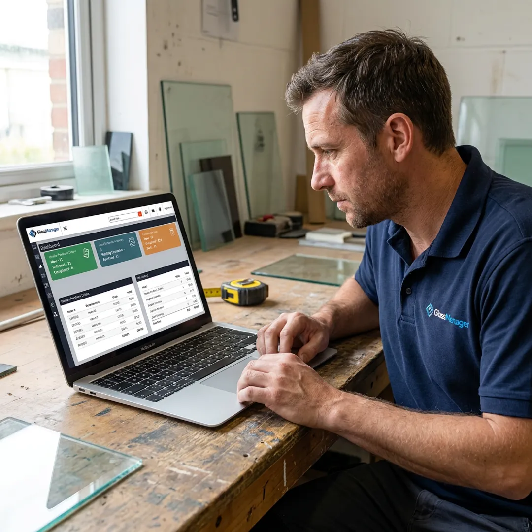 Glazier reviewing vendor management dashboard